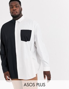 Черно-белая поплиновая oversize-рубашка ASOS DESIGN Plus-Черный