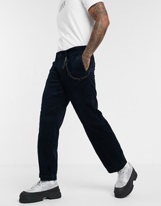 Темно-синие вельветовые брюки с широкими штанинами Topman-Темно-синий