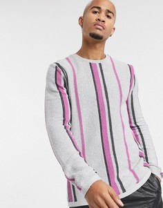 Серый джемпер в вертикальную полоску ASOS DESIGN-Черный
