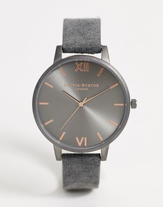 Серые часы с кожаным ремешком Olivia Burton Shoreditch-Серый