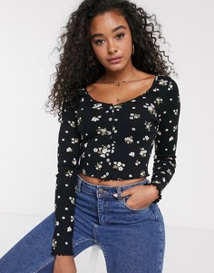 Кардиган с цветочным принтом Miss Selfridge-Черный
