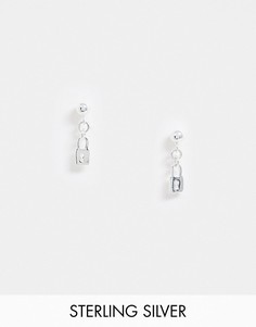 Серебряные серьги-гвоздики с подвесками в виде замка ASOS DESIGN-Серебряный