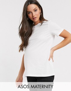 Белая футболка из органического хлопка с круглым вырезом ASOS DESIGN Maternity-Белый