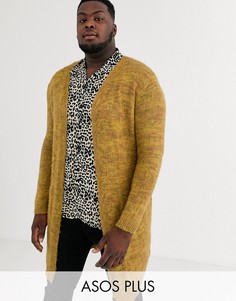 Длинный фактурный кардиган горчичного цвета ASOS DESIGN Plus-Желтый