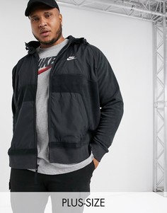Худи черного цвета на молнии со вставками Nike Plus-Черный