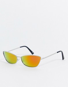Серебристые очки с красными зеркальными стеклами ASOS DESIGN-Серебряный