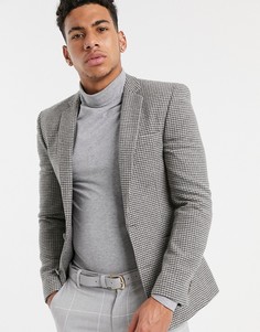 Серый супероблегающий пиджак с узором \"гусиная лапка\" ASOS DESIGN