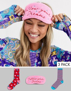 Подарочный набор с носками, маской для сна и косметичкой Chelsea Peers-Мульти