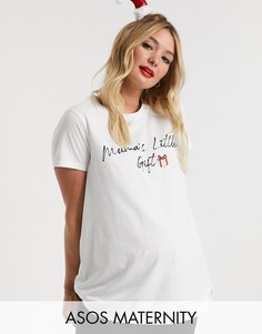Футболка с принтом \"mumas little gift\" ASOS DESIGN Maternity-Черный