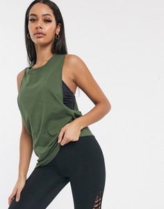 Хлопковая майка с заниженными проймами ASOS 4505-Зеленый