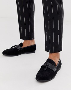 Черные лоферы из искусственной замши с кисточками Burton Menswear-Черный