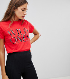 Футболка с флоковым принтом в зебру New Look-Красный