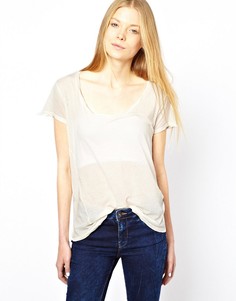 Футболка с короткими рукавами American Vintage-Кремовый