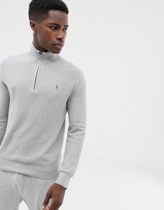 Серый меланжевый джемпер на молнии Polo Ralph Lauren