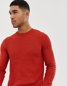 Желтовато-красный легкий обтягивающий джемпер вязки косами ASOS DESIGN-Оранжевый