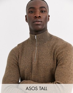 Светло-коричневый джемпер с короткой молнией ASOS DESIGN tall