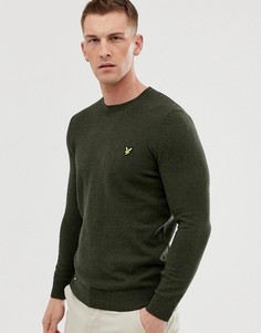 Джемпер из хлопка и мериносовой шерсти с круглым вырезом Lyle & Scott-Зеленый