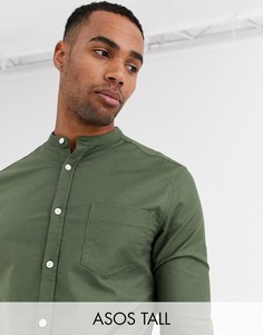 Облегающая оксфордская рубашка цвета хаки ASOS DESIGN Tall-Зеленый