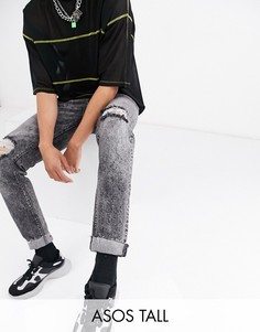 Черные джинсы-морковки с рваной отделкой ASOS DESIGN Tall-Черный