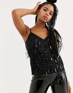 Декорированный топ на бретелях ASOS DESIGN-Черный