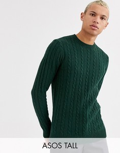 Зеленый вязаный джемпер с добавлением шерсти ASOS DESIGN Tall
