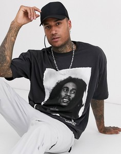 Черная oversize-футболка с принтом \"Bob Marley\" ASOS DESIGN-Черный