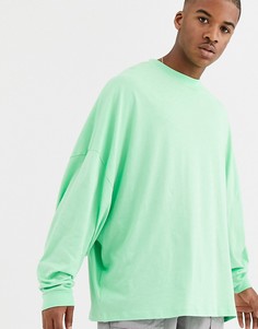 Длинная oversize-футболка с длинным рукавом зеленого цвета ASOS DESIGN-Зеленый