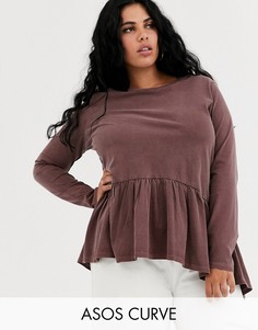 Свободный топ с длинными рукавами ASOS DESIGN Curve-Фиолетовый