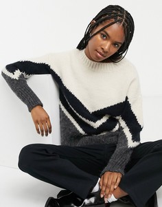 Джемпер в стиле колор блок с высоким воротом Only-Мульти