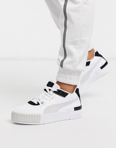 Бело-черные кроссовки на массивной подошве Puma Cali-Белый