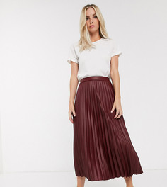 Плиссированная юбка миди из искусственной кожи ASOS DESIGN Petite-Красный