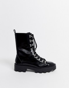 Черные горнолыжные ботинки с рифленой подошвой Bershka-Черный