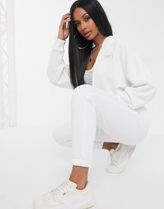 Короткий флисовый худи белого цвета Puma-Белый