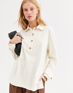 Футболка-поло свободного кроя ASOS WHITE-Кремовый