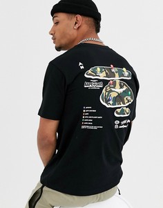Черная футболка с логотипом и камуфляжным принтом AAPE By A Bathing Ape AAPE World-Черный