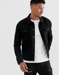 Черная приталенная джинсовая куртка в стиле вестерн ASOS DESIGN-Черный