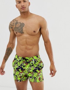 Короткие шорты для плавания с камуфляжным принтом ASOS DESIGN-Мульти