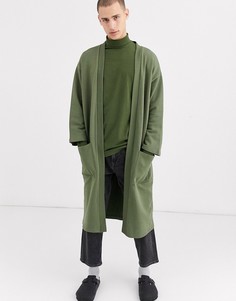 Длинный кардиган-кимоно цвета хаки ASOS DESIGN-Зеленый