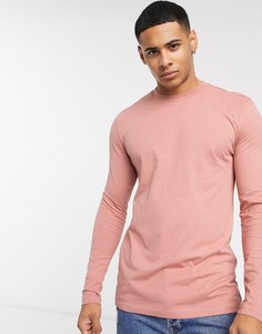 Розовый лонгслив с круглым вырезом ASOS DESIGN