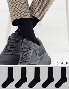 Набор из 5 пар черных носков ASOS DESIGN - Со скидкой-Черный