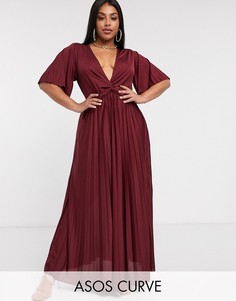 Плиссированное платье макси в стиле кимоно ASOS DESIGN Curve-Красный