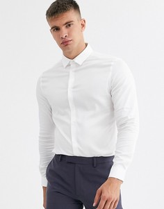 Белая фактурная рубашка скинни ASOS DESIGN-Белый