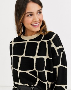 Джемпер с принтом жирафа QED London-Черный