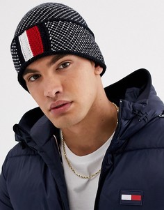 Темно-синяя шапка-бини Tommy Hilfiger-Темно-синий