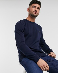 Темно-синий трикотажный джемпер с логотипом Lacoste
