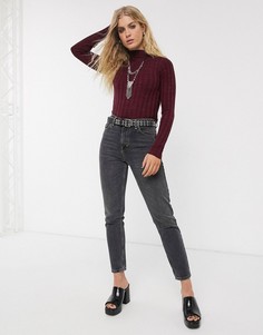 Джемпер сливового цвета в рубчик Topshop-Фиолетовый