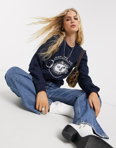 Темно-синий свитшот с принтом Topshop