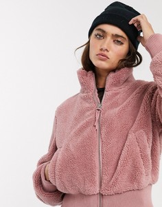 Розовая флисовая куртка на молнии Bershka-Розовый