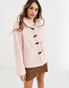 Розовая куртка с искусственным мехом QED London-Розовый