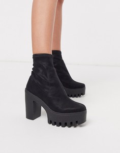 Черные ботильоны на массивной подошве ASOS DESIGN-Черный